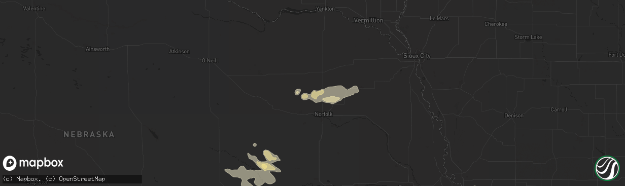 Hail map in Pierce, NE on July 7, 2024