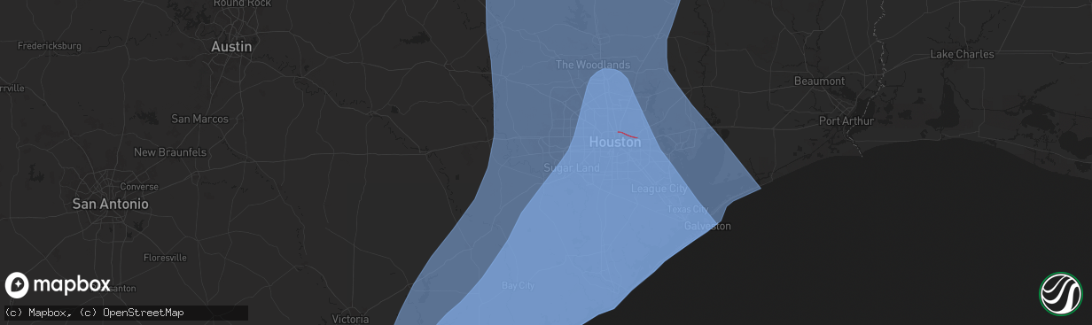 Hail map in Richmond, TX on July 7, 2024