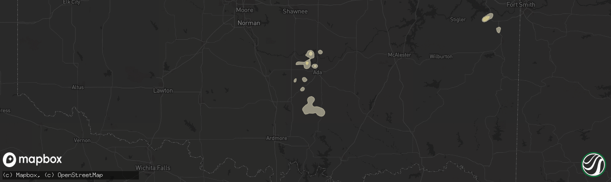 Hail map in Roff, OK on July 7, 2024