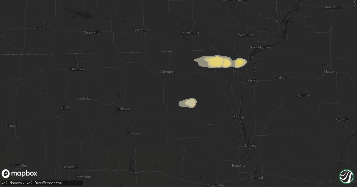 Hail map in Rutledge, MO on July 7, 2024