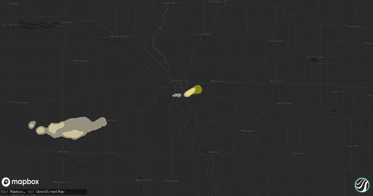 Hail map in Sergeant Bluff, IA on July 7, 2024