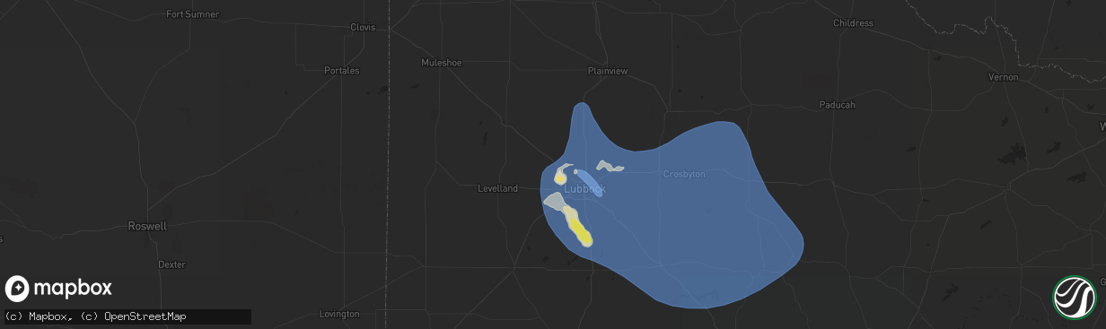 Hail map in Shallowater, TX on July 7, 2024