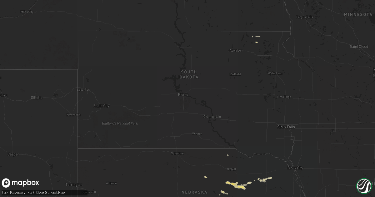 Hail map in South Dakota on July 7, 2024