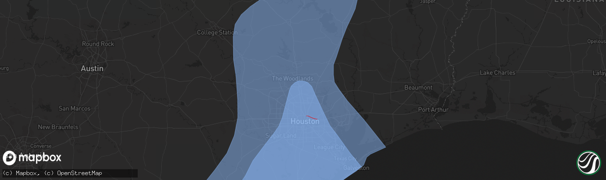 Hail map in Spring, TX on July 7, 2024