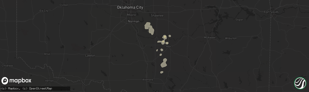 Hail map in Stratford, OK on July 7, 2024