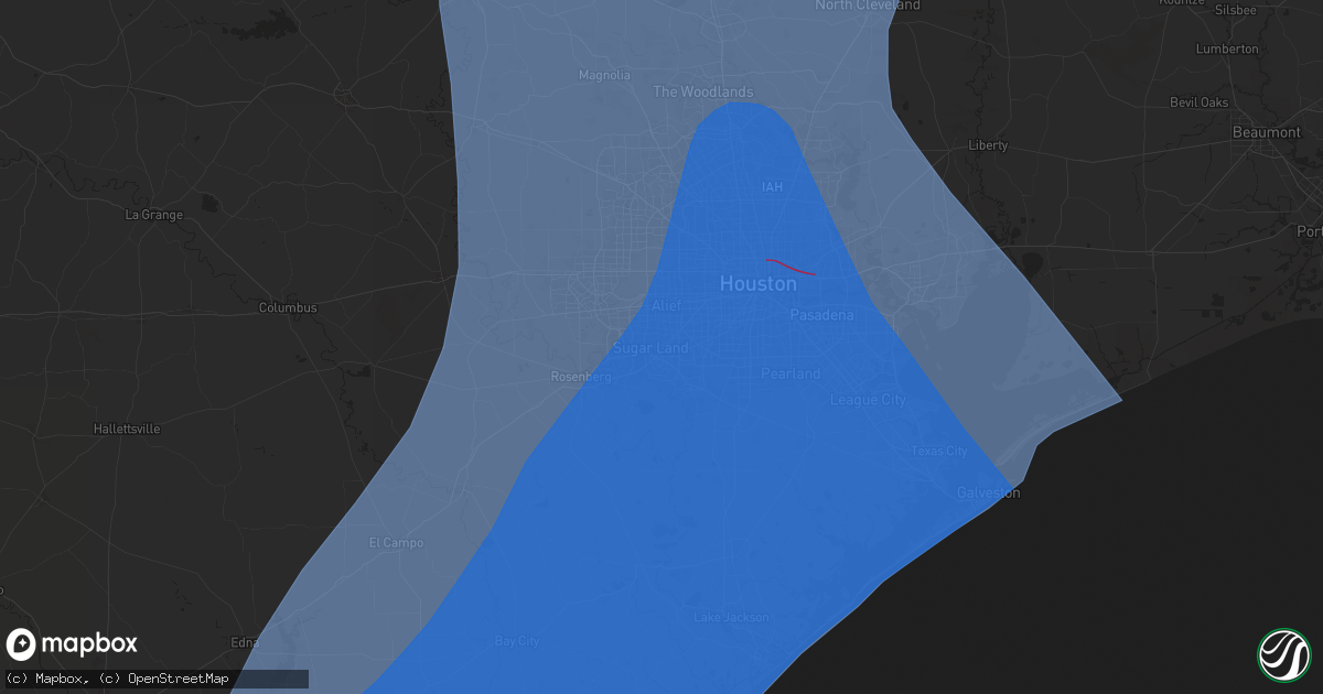 Hail map in Sugar Land, TX on July 7, 2024