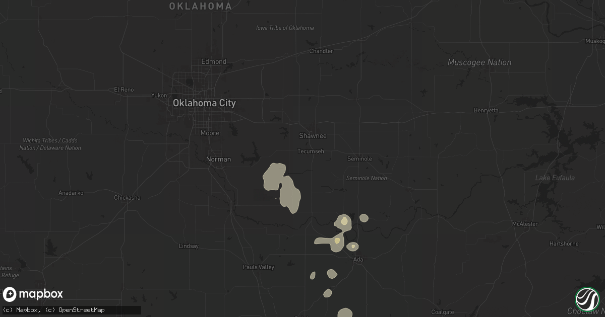 Hail map in Tecumseh, OK on July 7, 2024