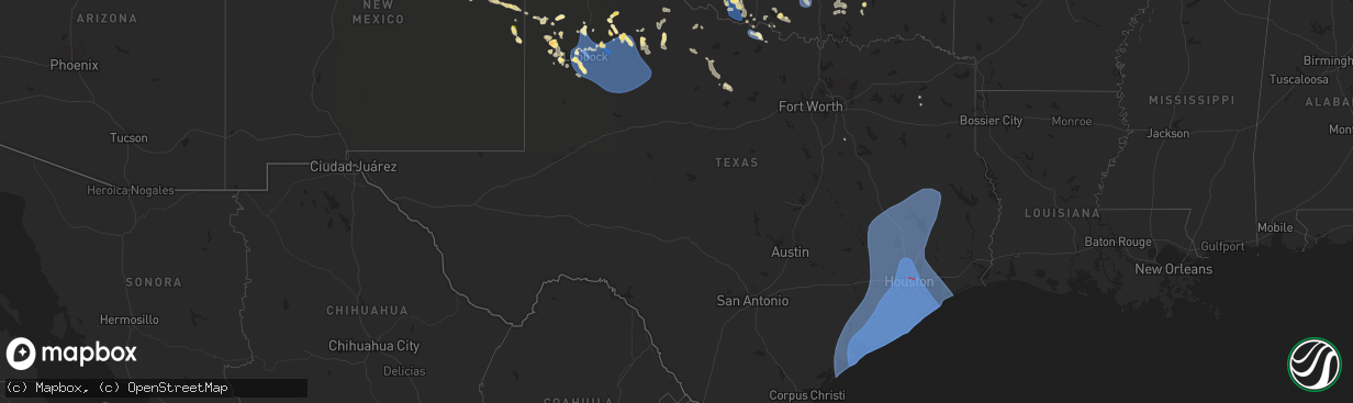 Hail map in Texas on July 7, 2024