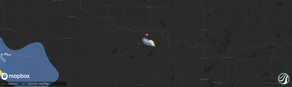 Hail map in Wichita Falls, TX on July 7, 2024