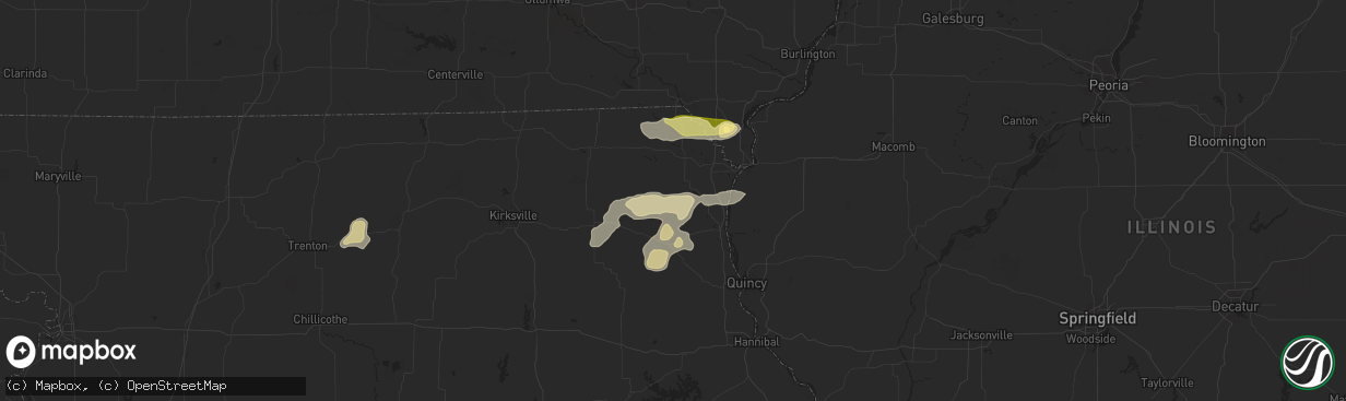 Hail map in Williamstown, MO on July 7, 2024