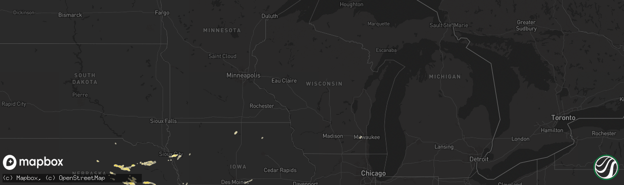 Hail map in Wisconsin on July 7, 2024