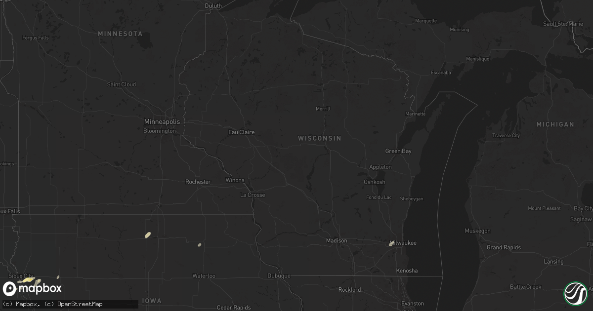 Hail map in Wisconsin on July 7, 2024