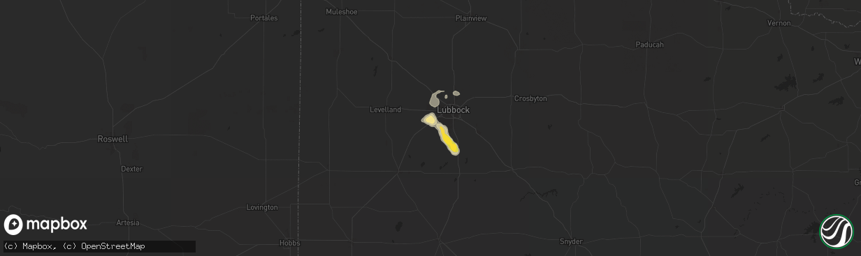 Hail map in Wolfforth, TX on July 7, 2024