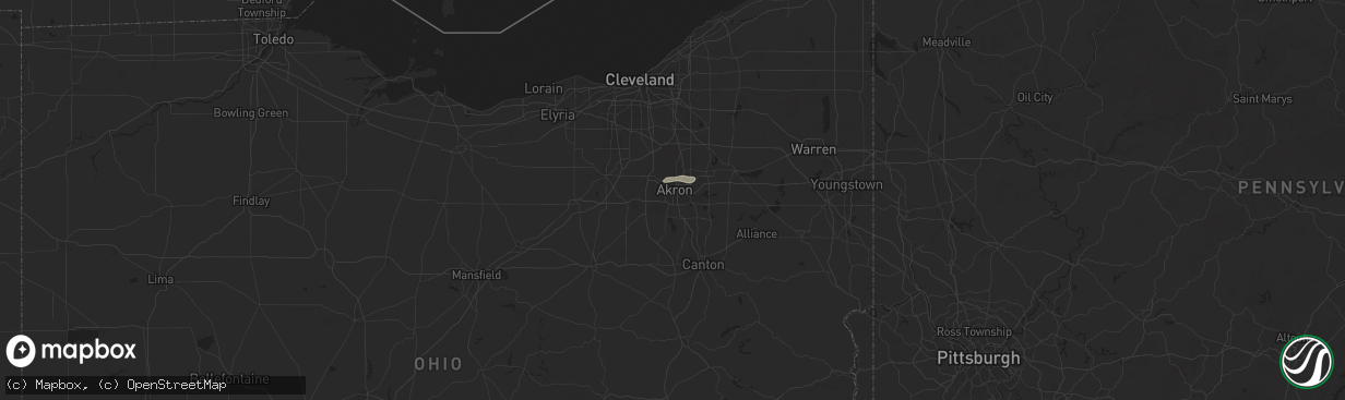 Hail map in Akron, OH on July 7, 2025