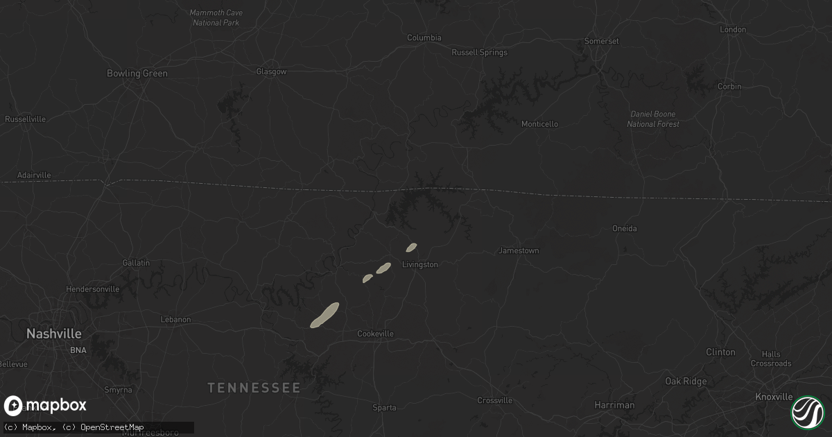 Hail map in Allons, TN on July 7, 2025