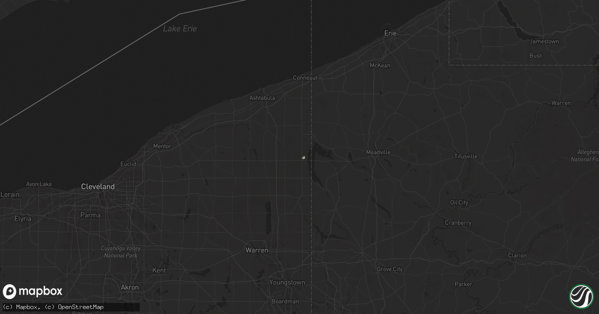 Hail map in Andover, OH on July 7, 2025