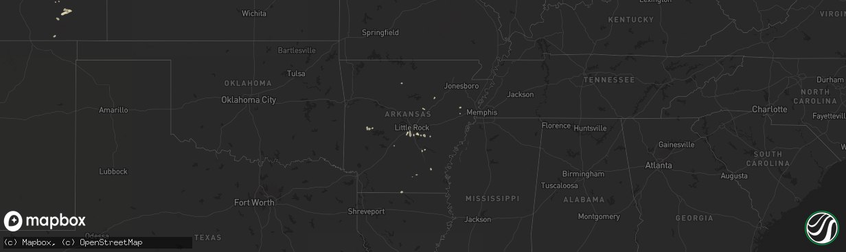 Hail map in Arkansas on July 7, 2025
