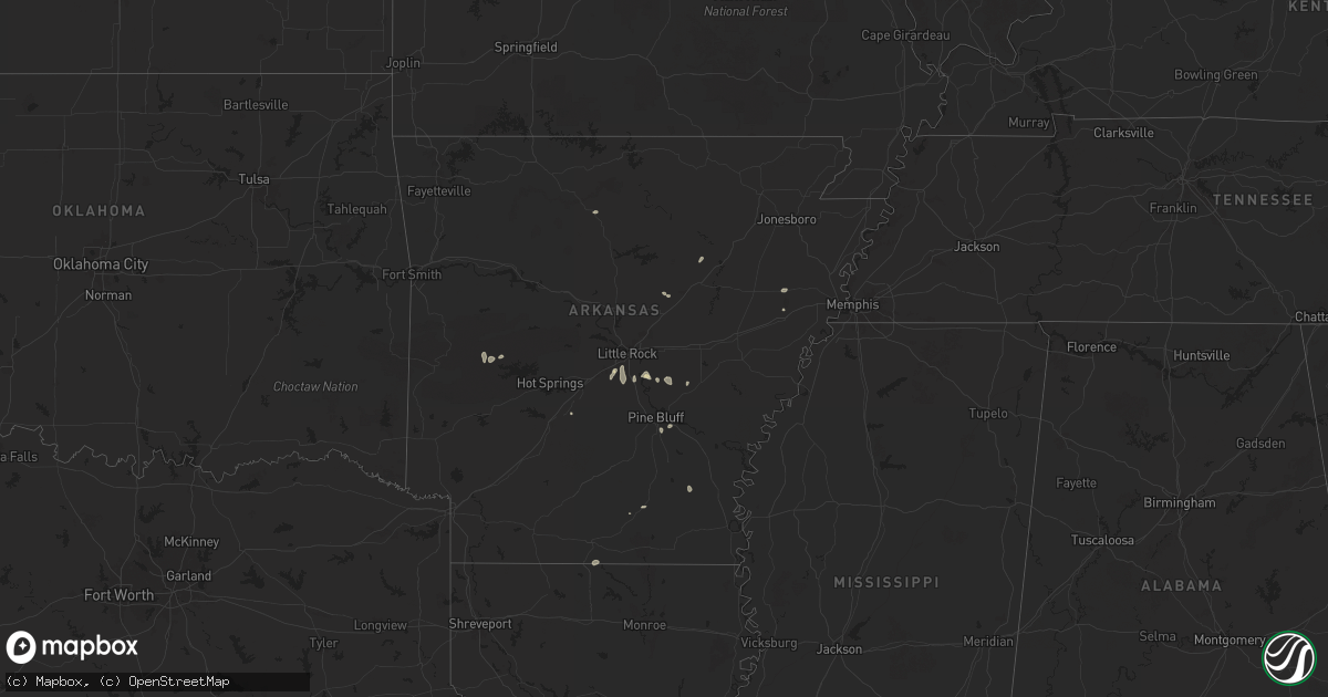 Hail map in Arkansas on July 7, 2025
