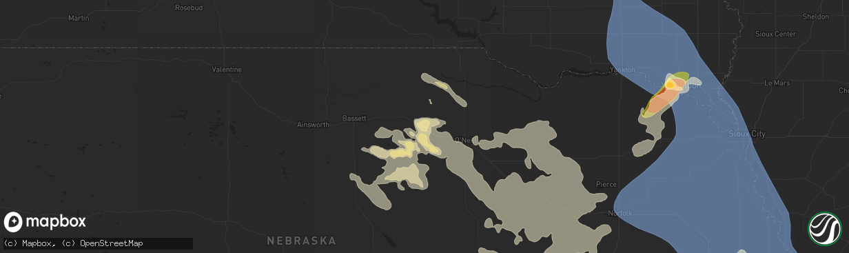 Hail map in Atkinson, NE on July 7, 2025