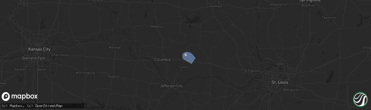 Hail map in Auxvasse, MO on July 7, 2025