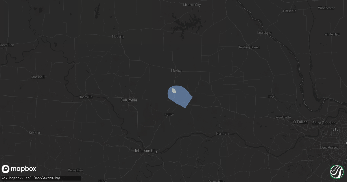 Hail map in Auxvasse, MO on July 7, 2025