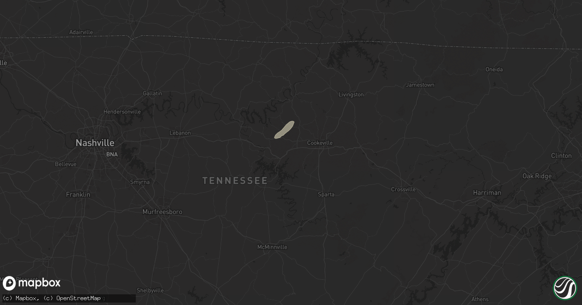Hail map in Baxter, TN on July 7, 2025