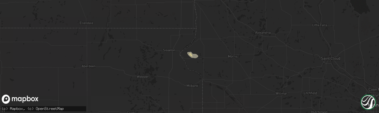 Hail map in Beardsley, MN on July 7, 2025