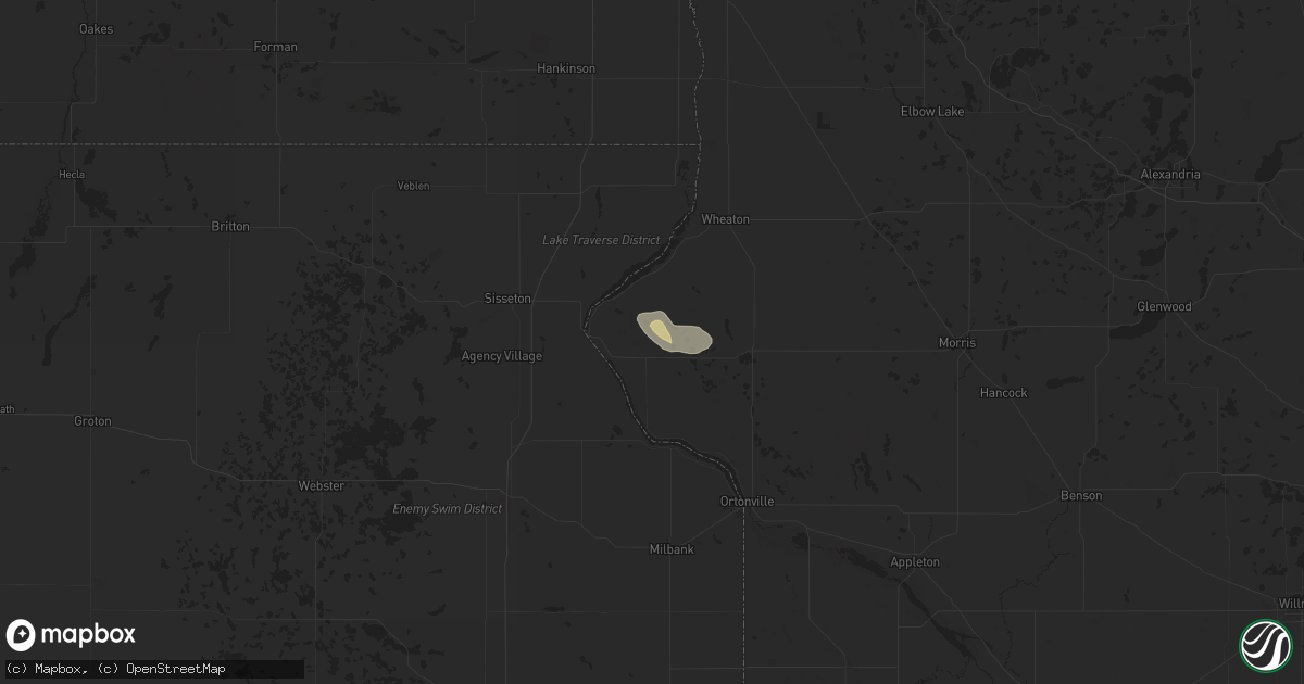 Hail map in Beardsley, MN on July 7, 2025