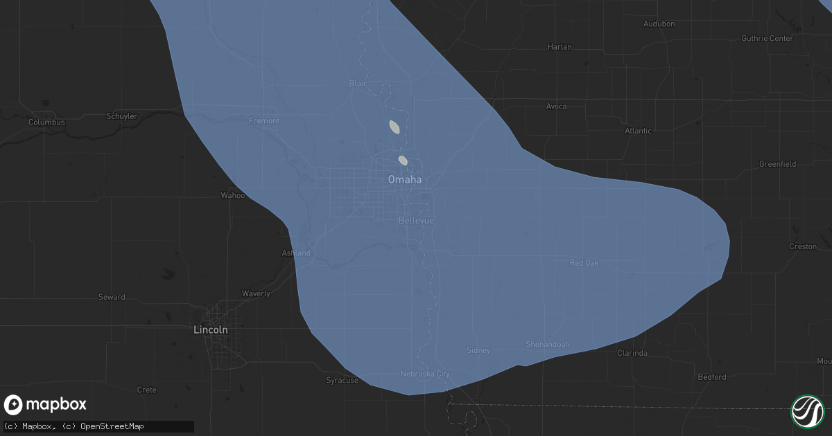 Hail map in Bellevue, NE on July 7, 2025
