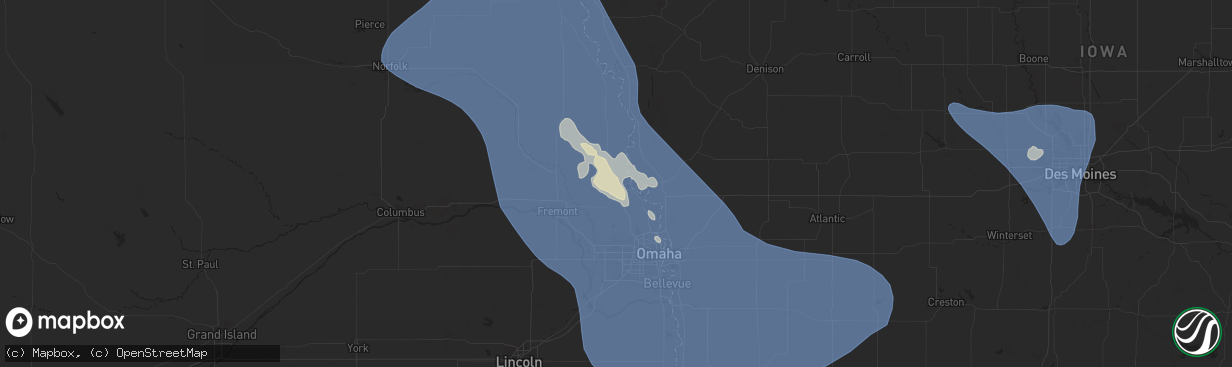 Hail map in Blair, NE on July 7, 2025