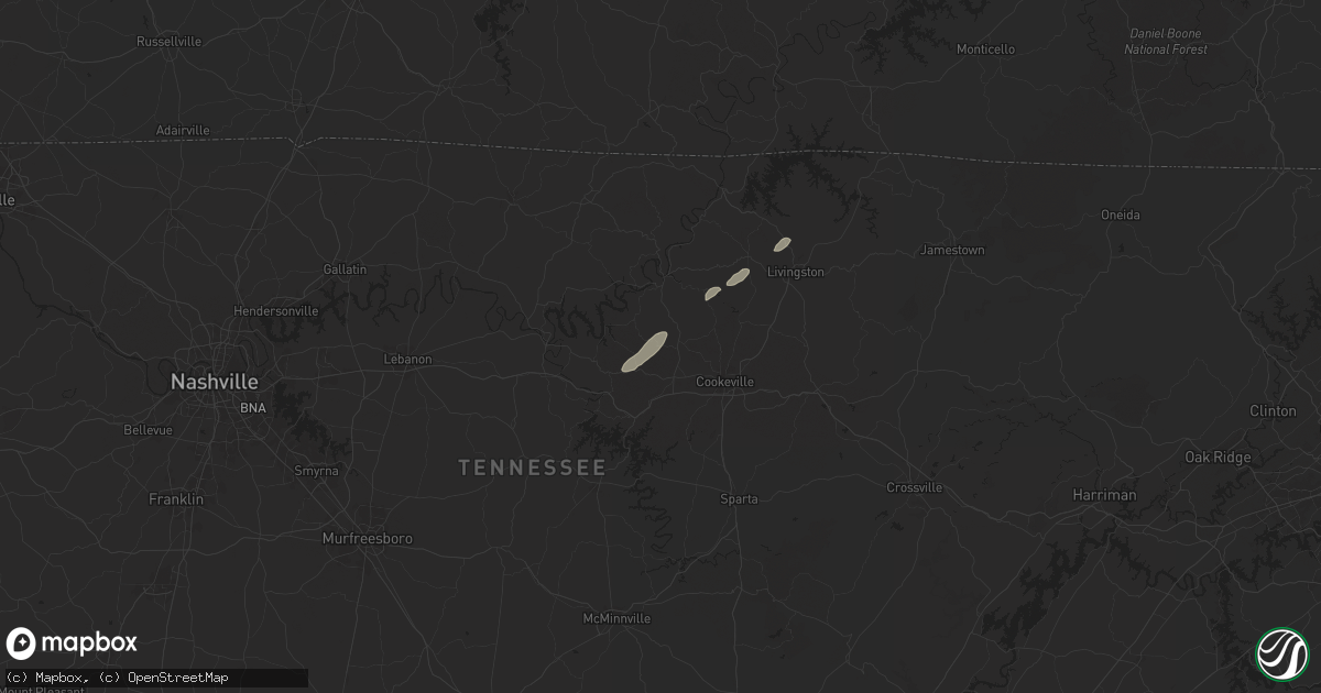 Hail map in Bloomington Springs, TN on July 7, 2025