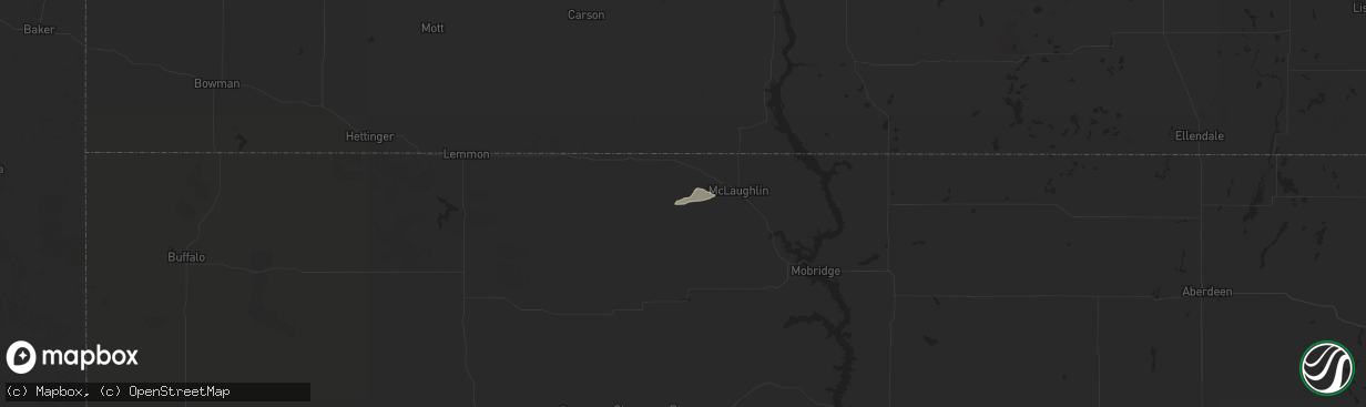 Hail map in Bullhead, SD on July 7, 2025