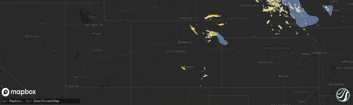 Hail map in Colorado on July 7, 2025