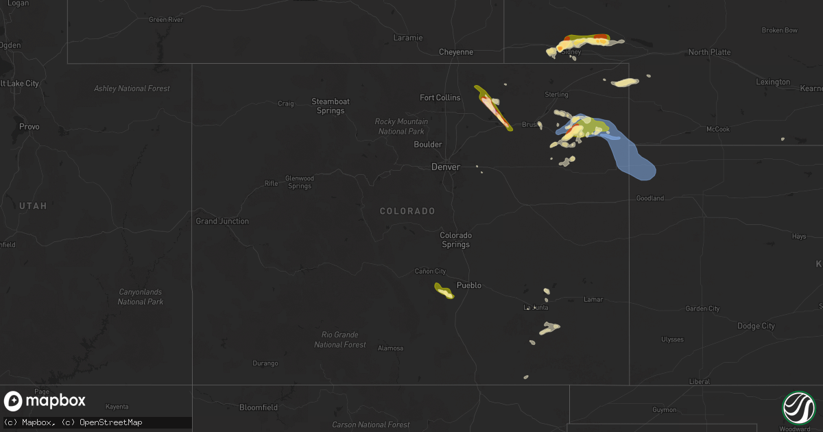 Hail map in Colorado on July 7, 2025