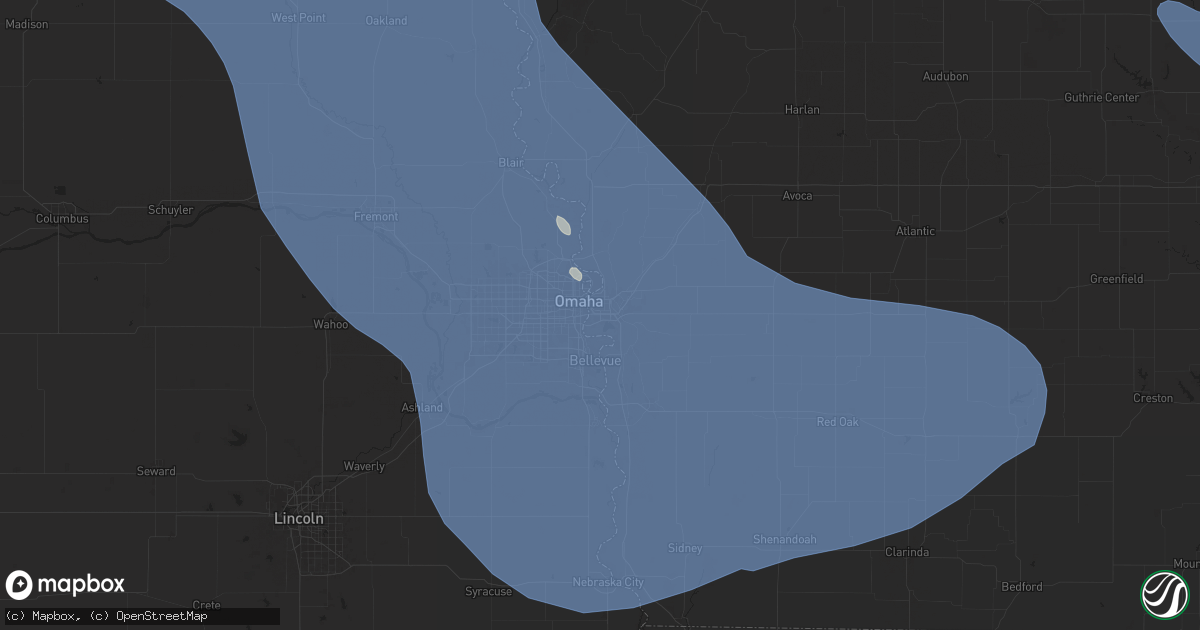 Hail map in Council Bluffs, IA on July 7, 2025
