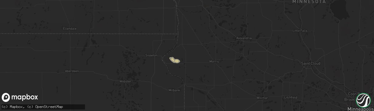 Hail map in Dumont, MN on July 7, 2025
