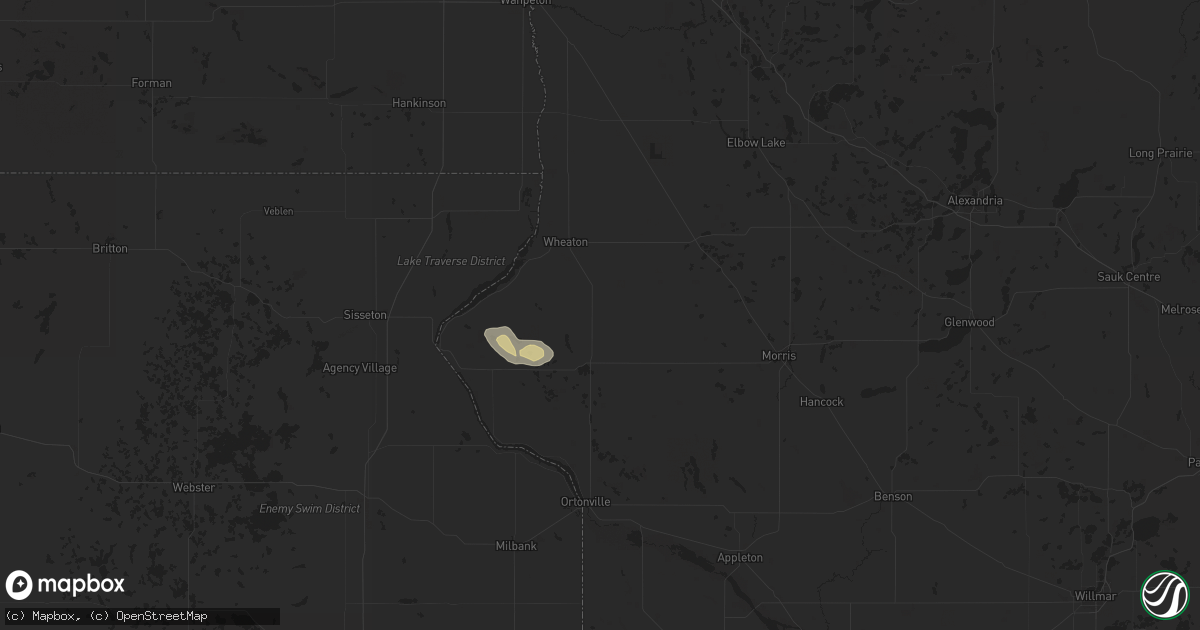 Hail map in Dumont, MN on July 7, 2025