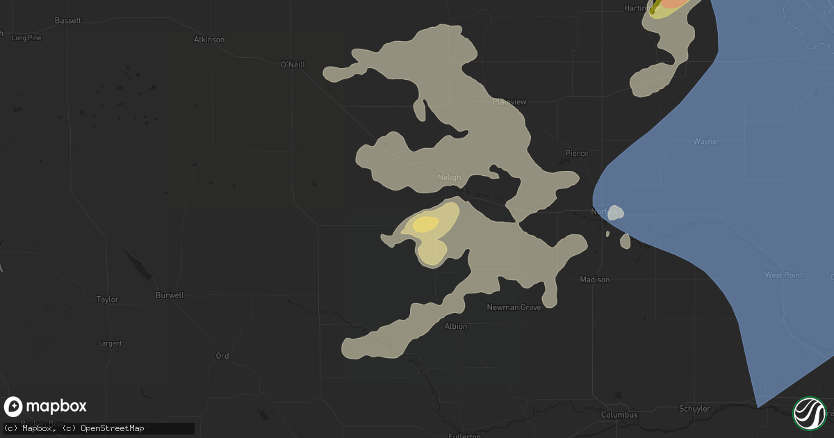 Hail map in Elgin, NE on July 7, 2025