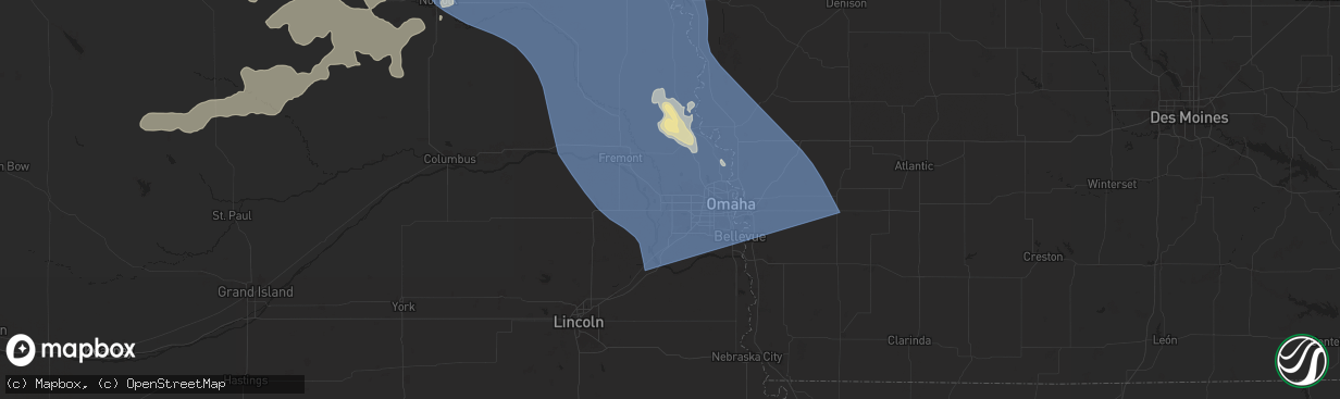 Hail map in Elkhorn, NE on July 7, 2025