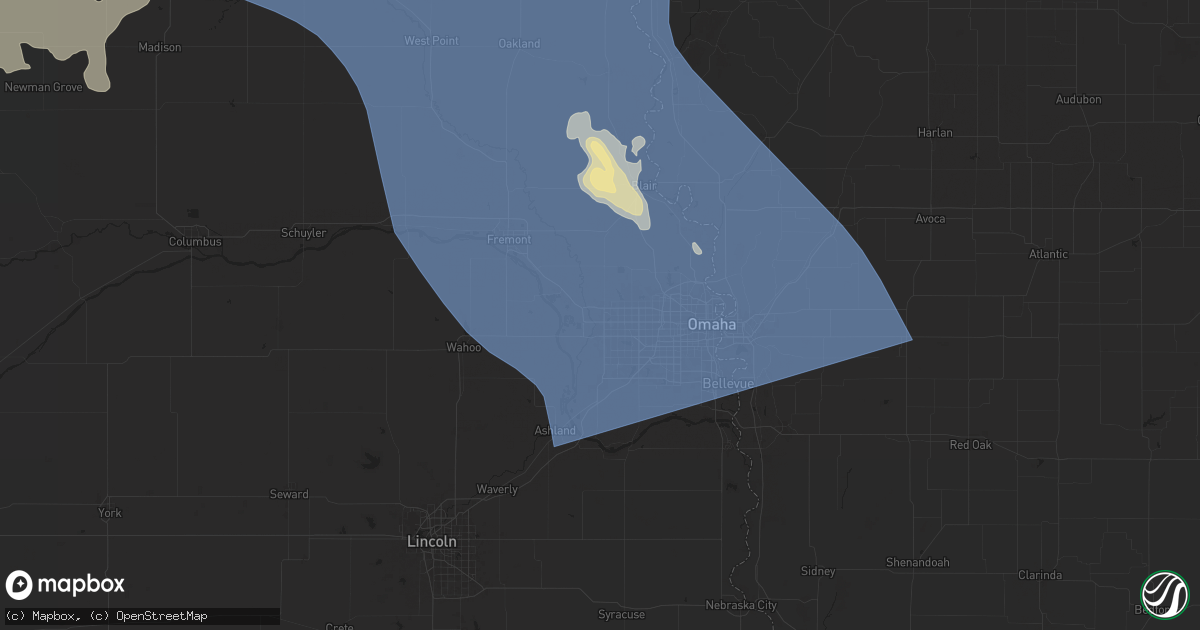 Hail map in Elkhorn, NE on July 7, 2025