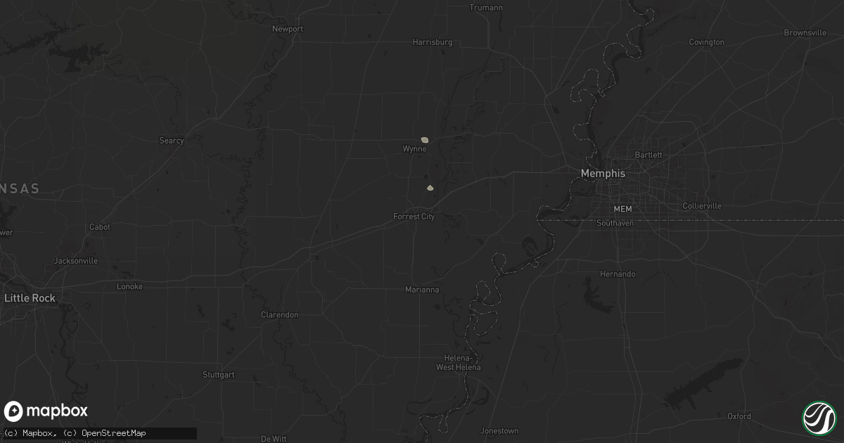 Hail map in Forrest City, AR on July 7, 2025