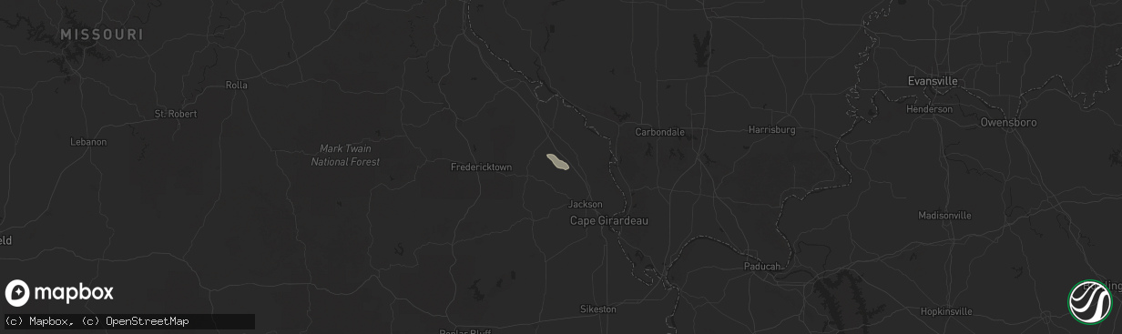 Hail map in Friedheim, MO on July 7, 2025