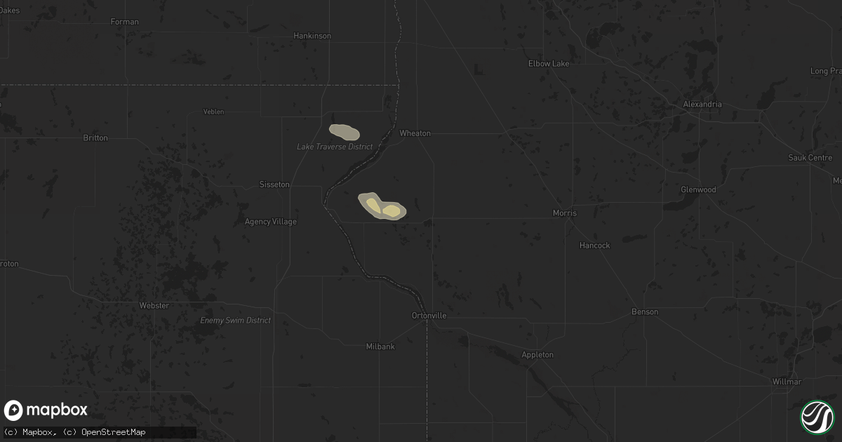 Hail map in Graceville, MN on July 7, 2025