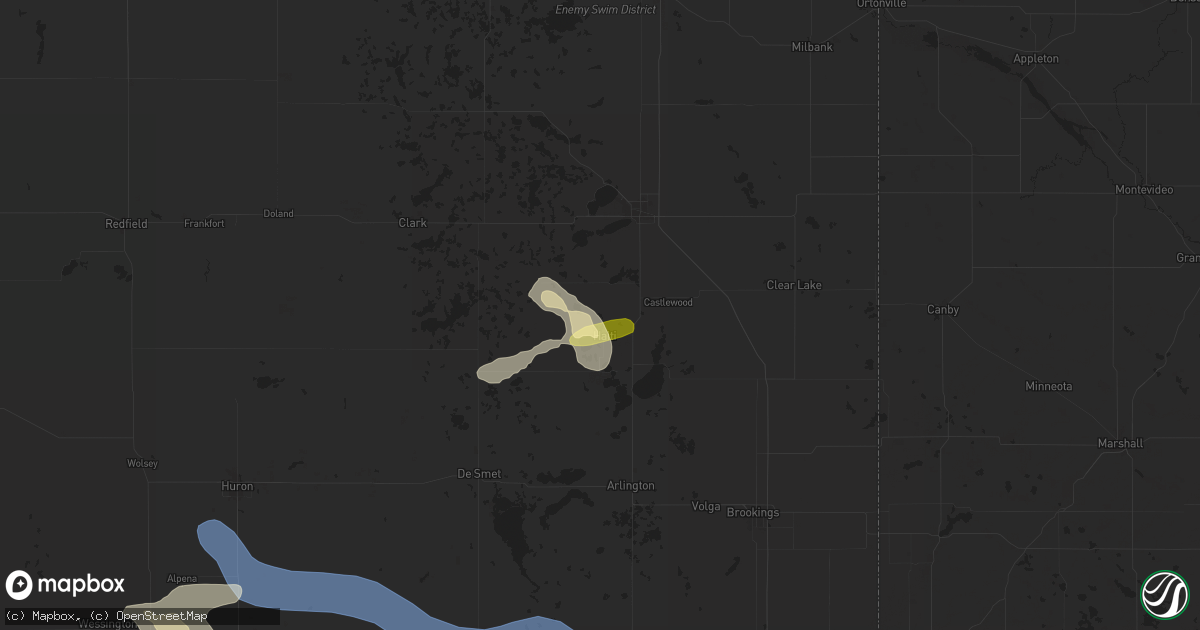 Hail map in Hayti, SD on July 7, 2025