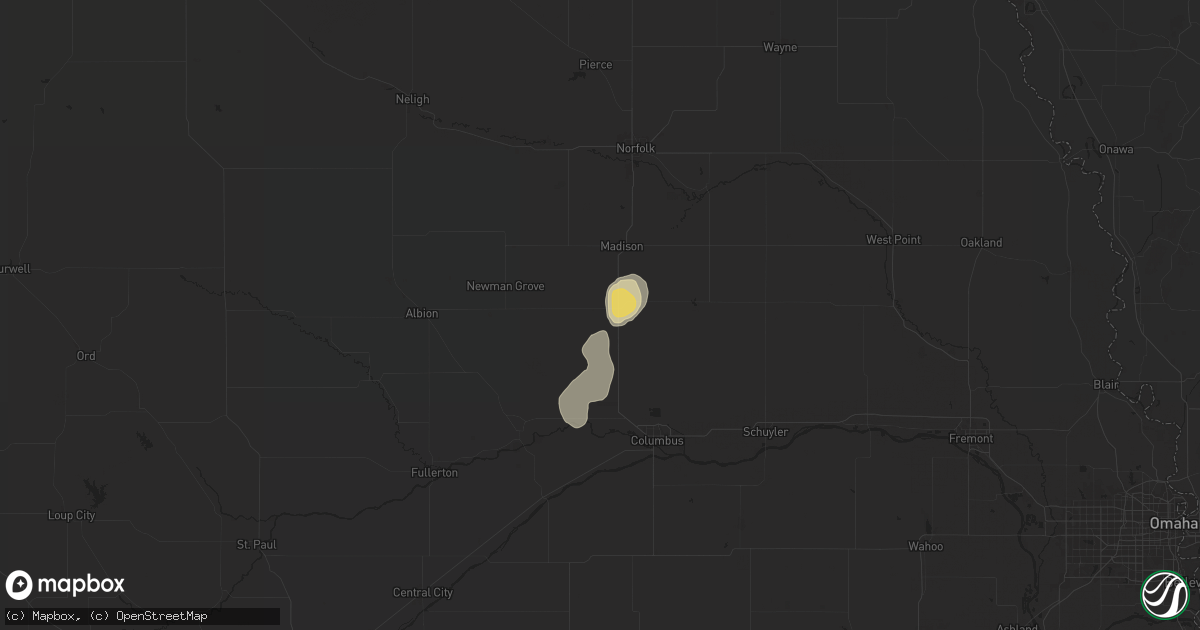 Hail map in Humphrey, NE on July 7, 2025