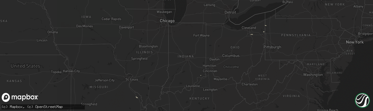 Hail map in Indiana on July 7, 2025