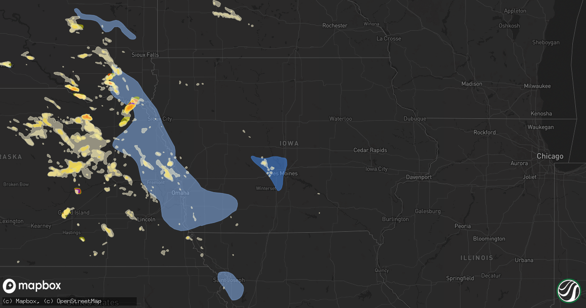 Hail map in Iowa on July 7, 2025
