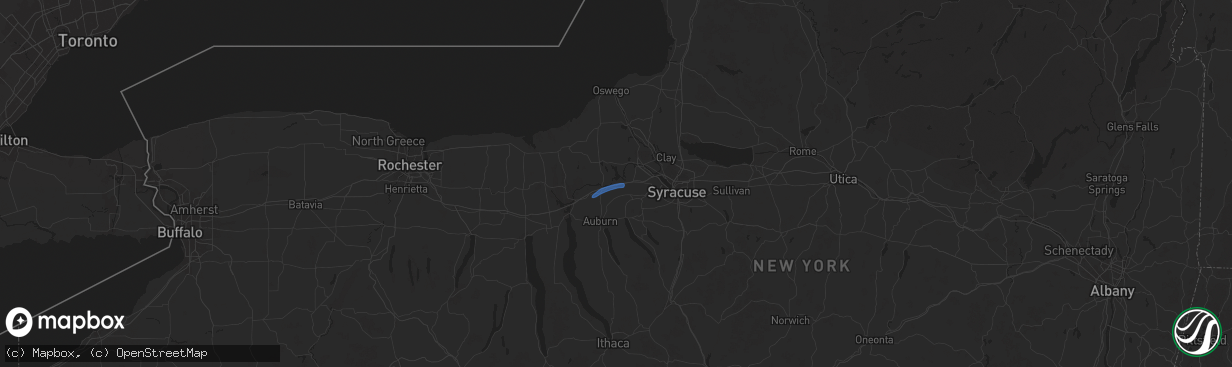 Hail map in Jordan, NY on July 7, 2025