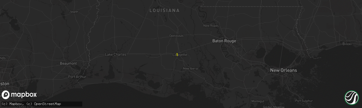 Hail map in Lafayette, LA on July 7, 2025