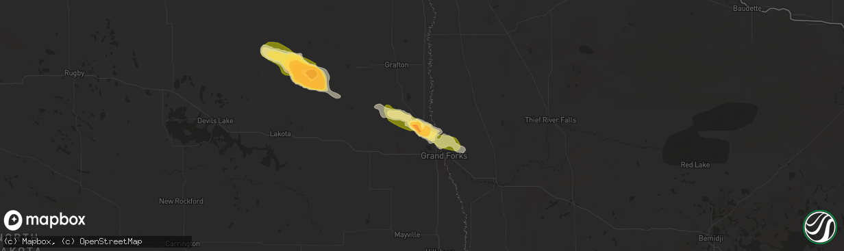 Hail map in Manvel, ND on July 7, 2025